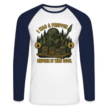I Was A Prepper Before It Was Cool Survival - Unisex Long Sleeve Baseball T-Shirt - white/navy - Front - Nik (191cm)