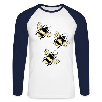 Bienen Insekten Biene - Unisex Baseballshirt langarm - Weiß/Navy - Vorne - Nik (191cm)