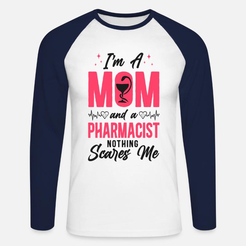 Pharmacy Tech Technician - Unisex Long Sleeve Baseball T-Shirt - white/navy