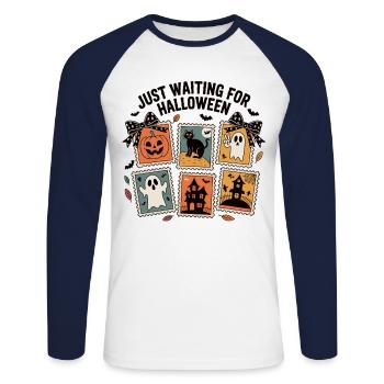 Halloween Stamps - Unisex Long Sleeve Baseball T-Shirt - white/navy - Front - Nik (191cm)
