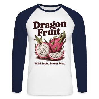 Fruit du dragon Exotique & Sucré - T-shirt baseball manches longues Homme - blanc/marine - Devant - Nik (191cm)