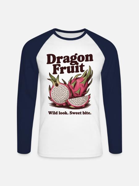 Drachenfrucht Exotisch & Süß - Unisex Baseballshirt langarm - Weiß/Navy