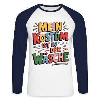 Costume d’urgence - Mon costume est au lavage - T-shirt baseball manches longues Homme - blanc/marine - Devant - Nik (191cm)