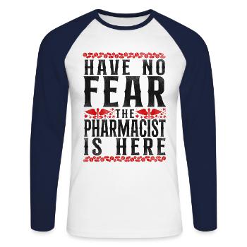 Pharmacy Tech Technician - Unisex Long Sleeve Baseball T-Shirt - white/navy - Front - Nik (191cm)