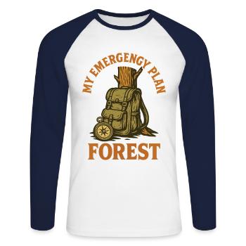 My Emergency Plan Forest Prepper Survival - Unisex Long Sleeve Baseball T-Shirt - white/navy - Front - Nik (191cm)