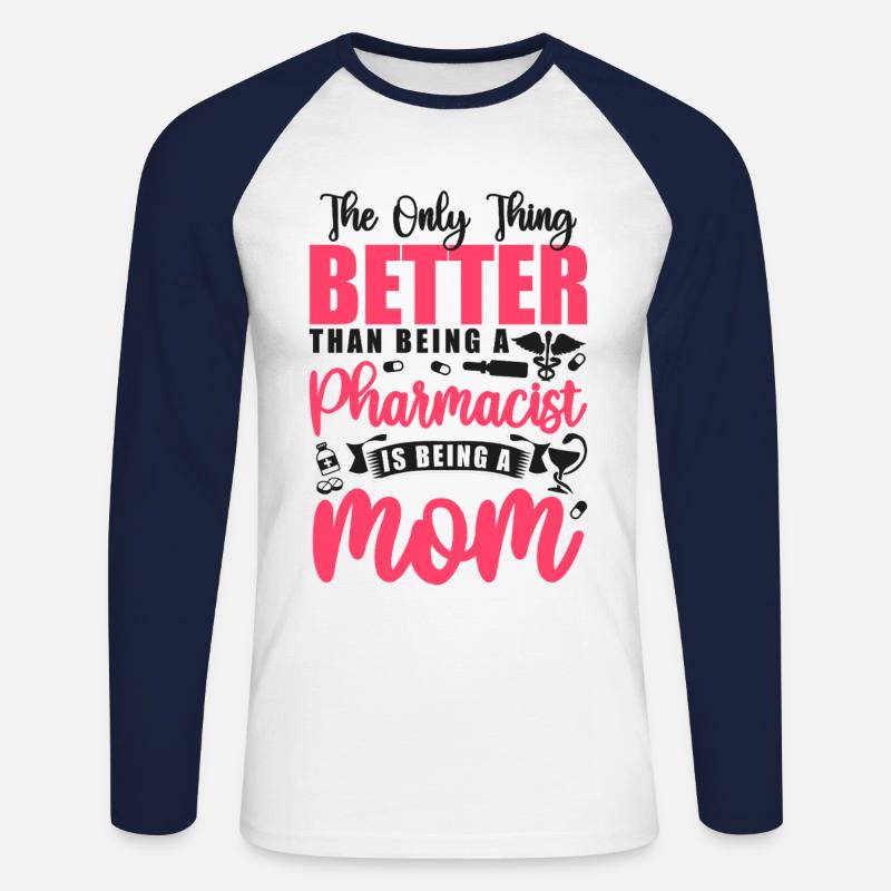 Pharmacy Tech Technician - Unisex Long Sleeve Baseball T-Shirt - white/navy