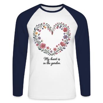 Pour les jardiniers soucieux du détail - T-shirt baseball manches longues Homme - blanc/marine - Devant - Nik (191cm)