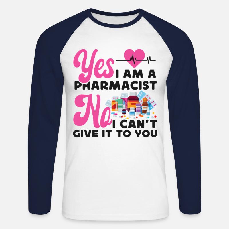 Pharmacy Tech Technician - Unisex Long Sleeve Baseball T-Shirt - white/navy