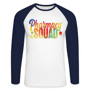 Pharmacy Tech Technician - Unisex Long Sleeve Baseball T-Shirt - white/navy - Front - Nik (191cm)