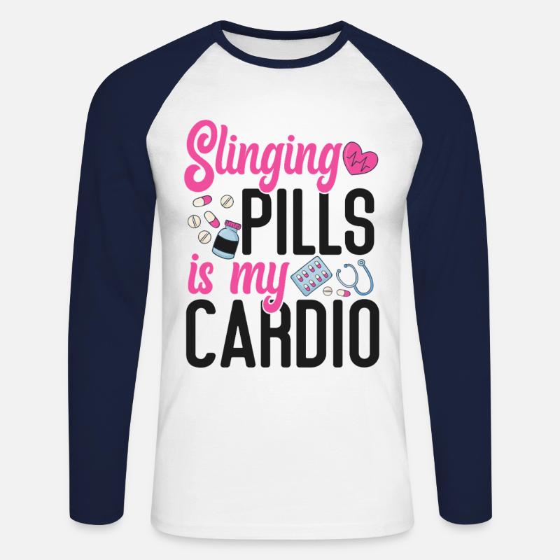 Pharmacy Tech Technician - Unisex Long Sleeve Baseball T-Shirt - white/navy