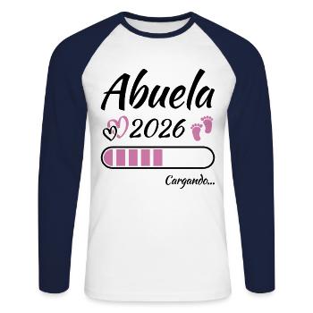 Oma 2026 Lädt Zukunft Oma - Unisex Baseballshirt langarm - Weiß/Navy - Vorne - Nik (191cm)