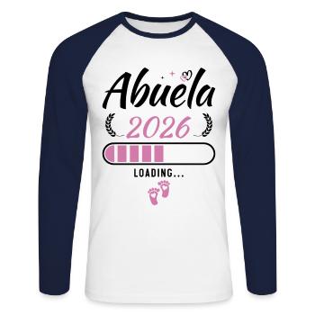 Oma 2026 Lädt Zukunft Oma - Unisex Baseballshirt langarm - Weiß/Navy - Vorne - Nik (191cm)