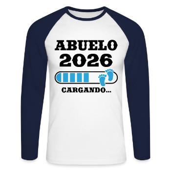 Opa 2026 Ladegeschenk für zukünftigen Opa - Unisex Baseballshirt langarm - Weiß/Navy - Vorne - Nik (191cm)