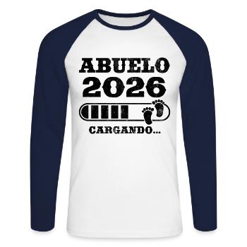 Opa 2026 Ladegeschenk für zukünftigen Opa - Unisex Baseballshirt langarm - Weiß/Navy - Vorne - Nik (191cm)