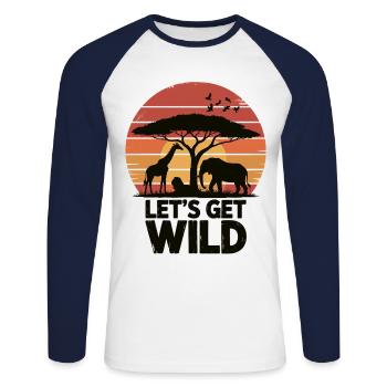 Africa Sunset – Let’s Get Wild - T-shirt baseball manches longues Homme - blanc/marine - Devant - Nik (191cm)