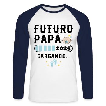 Future Pope 2025 First-time Father 2025 - Unisex Long Sleeve Baseball T-Shirt - white/navy - Front - Nik (191cm)