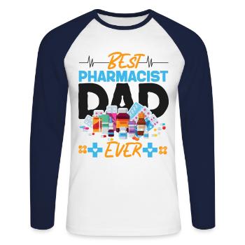 Pharmacy Tech Technician - Unisex Baseballshirt langarm - Weiß/Navy - Vorne - Nik (191cm)