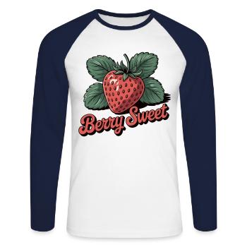 Berry Sweet – Chemise Sweet Strawberry - T-shirt baseball manches longues Homme - blanc/marine - Devant - Nik (191cm)