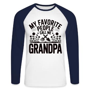 Mon nom préféré est grand-père – chemise de jardin - T-shirt baseball manches longues Homme - blanc/marine - Devant - Nik (191cm)