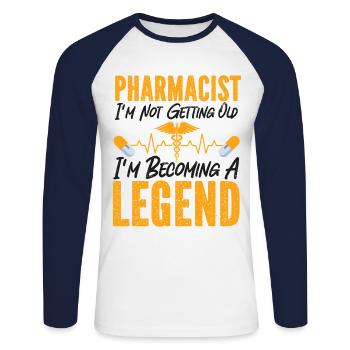 Pharmacy Tech Technician - Unisex Long Sleeve Baseball T-Shirt - white/navy - Front - Nik (191cm)