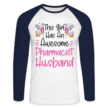 Pharmacy Tech Technician - Unisex Baseballshirt langarm - Weiß/Navy - Vorne - Nik (191cm)