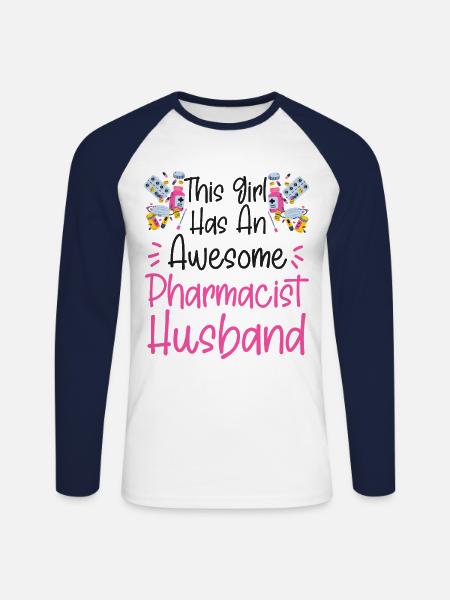 Pharmacy Tech Technician - Unisex Long Sleeve Baseball T-Shirt - white/navy