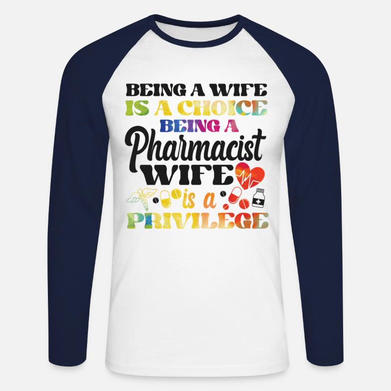 Pharmacy Tech Technician - Unisex Baseballshirt langarm - Weiß/Navy