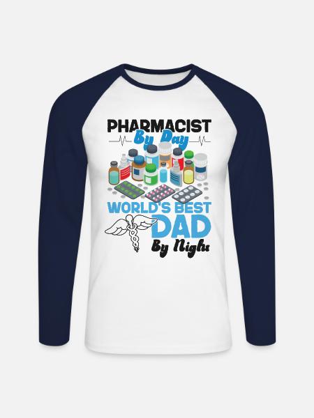 Technicien en pharmacie - T-shirt baseball manches longues Homme - blanc/marine