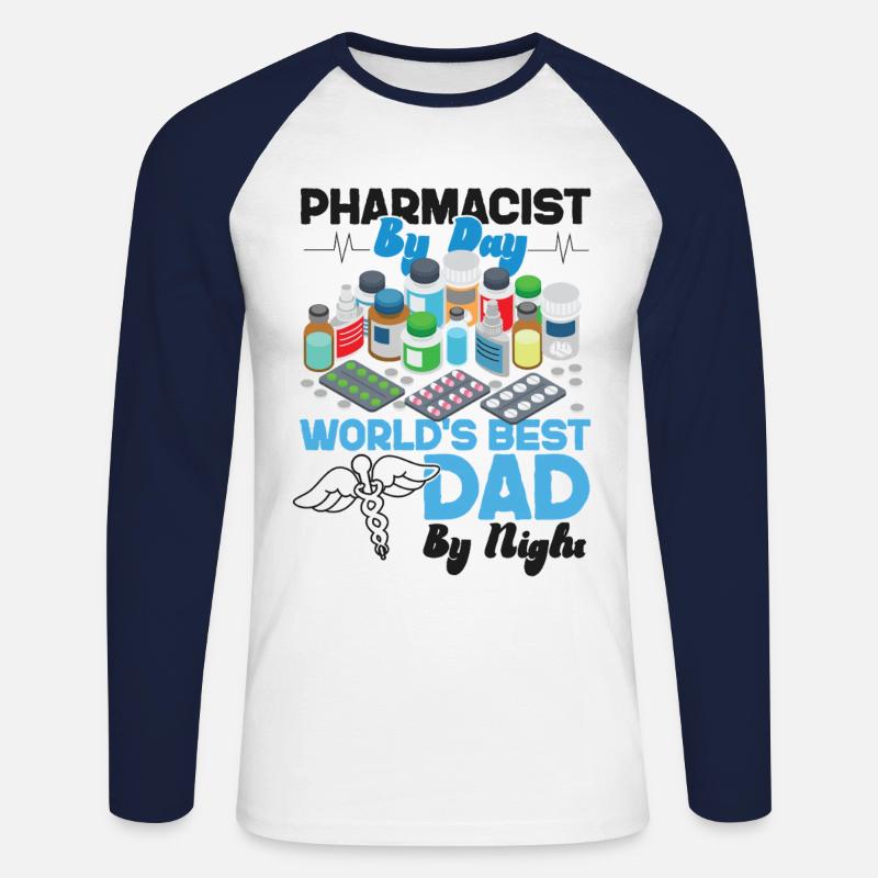 Pharmacy Tech Technician - Unisex Long Sleeve Baseball T-Shirt - white/navy