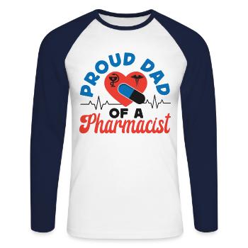Pharmacy Tech Technician - Unisex Long Sleeve Baseball T-Shirt - white/navy - Front - Nik (191cm)