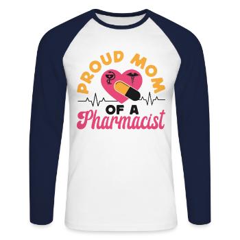 Pharmacy Tech Technician - Unisex Long Sleeve Baseball T-Shirt - white/navy - Front - Nik (191cm)
