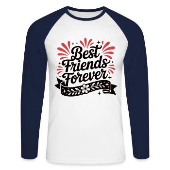 Beste Freunde für immer – BFF Shirt - Unisex Baseballshirt langarm - Weiß/Navy - Vorne - Nik (191cm)