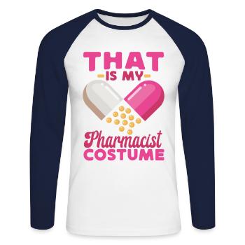Pharmacy Tech Technician - Unisex Long Sleeve Baseball T-Shirt - white/navy - Front - Nik (191cm)