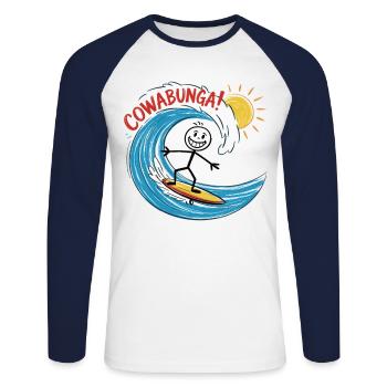 Cowabunga Chemise de surfeur - T-shirt baseball manches longues Homme - blanc/marine - Devant - Nik (191cm)