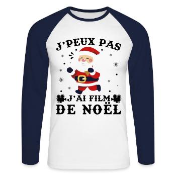 I can't I have Christmas movie 2025 - Unisex Baseballshirt langarm - Weiß/Navy - Vorne - Nik (191cm)