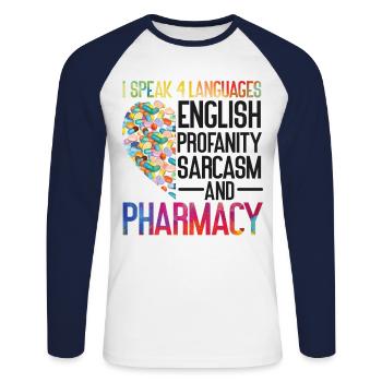 Pharmacy Tech Technician - Unisex Baseballshirt langarm - Weiß/Navy - Vorne - Nik (191cm)