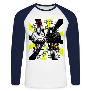 Retro Schafe Schaf Vintage 60er Lämmer Kinder - Unisex Baseballshirt langarm - Weiß/Navy - Vorne - Nik (191cm)