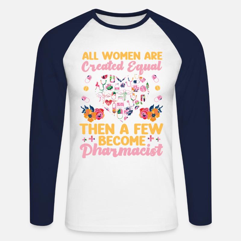 Pharmacy Tech Technician - Unisex Long Sleeve Baseball T-Shirt - white/navy