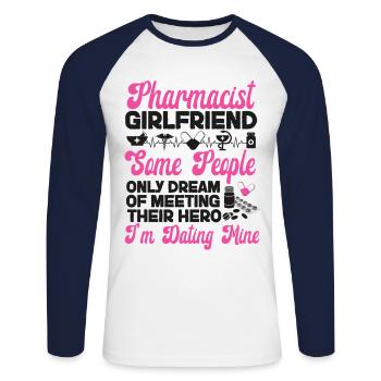 Pharmacy Tech Technician - Unisex Long Sleeve Baseball T-Shirt - white/navy - Front - Nik (191cm)