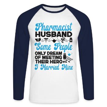 Pharmacy Tech Technician - Unisex Long Sleeve Baseball T-Shirt - white/navy - Front - Nik (191cm)