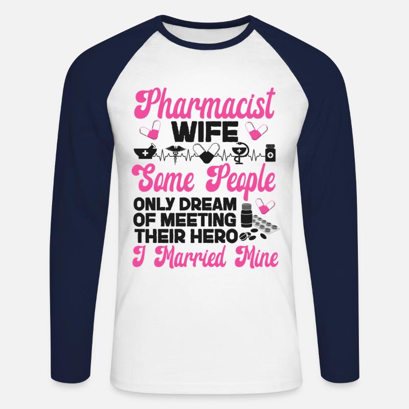 Pharmacy Tech Technician - Unisex Long Sleeve Baseball T-Shirt - white/navy