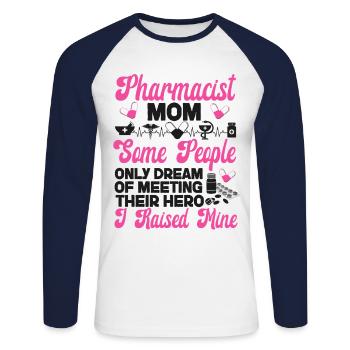 Pharmacy Tech Technician - Unisex Long Sleeve Baseball T-Shirt - white/navy - Front - Nik (191cm)