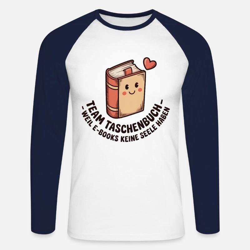 Bücher Lesen Buch Lesen Lesen Bücher Wurm - Unisex Baseballshirt langarm - Weiß/Navy