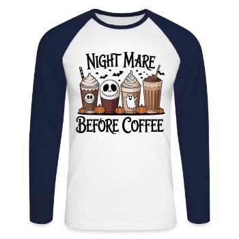 Halloween Café Cauchemar Chemise - T-shirt baseball manches longues Homme - blanc/marine - Devant - Nik (191cm)