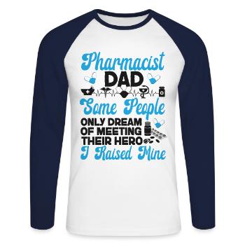 Pharmacy Tech Technician - Unisex Long Sleeve Baseball T-Shirt - white/navy - Front - Nik (191cm)