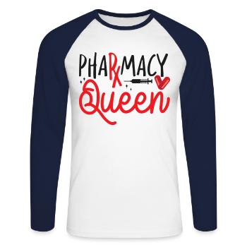Pharmacy Tech Technician - Unisex Long Sleeve Baseball T-Shirt - white/navy - Front - Nik (191cm)