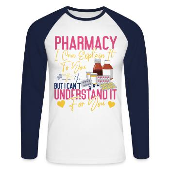 Pharmacy Tech Technician - Unisex Long Sleeve Baseball T-Shirt - white/navy - Front - Nik (191cm)