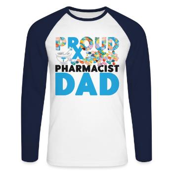 Pharmacy Tech Technician - Unisex Long Sleeve Baseball T-Shirt - white/navy - Front - Nik (191cm)