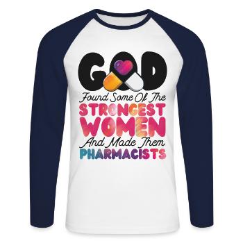Pharmacy Tech Technician - Unisex Baseballshirt langarm - Weiß/Navy - Vorne - Nik (191cm)