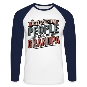 Cadeau pour les grands-pères fiers - T-shirt baseball manches longues Homme - blanc/marine - Devant - Nik (191cm)